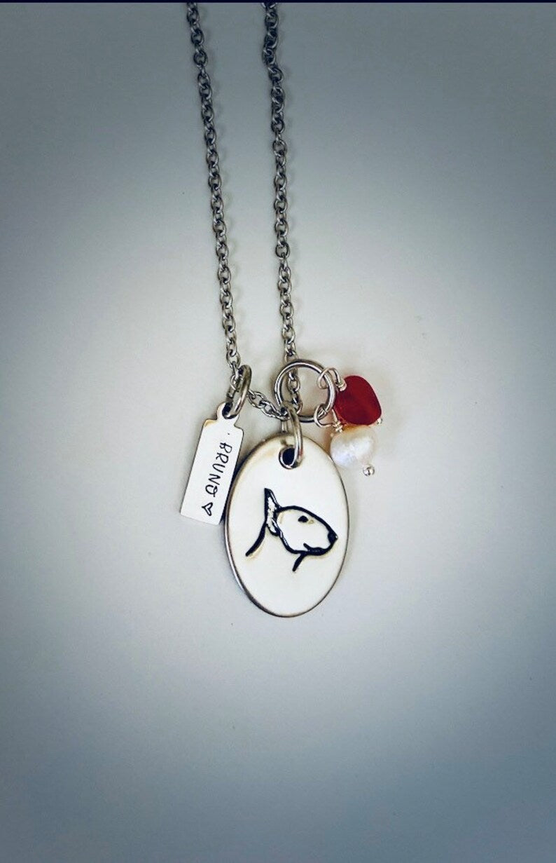 Bull Terrier mom Bullie mom gift dog mom English Bull Terrier necklace dog mama necklace dog breed necklace Spuds