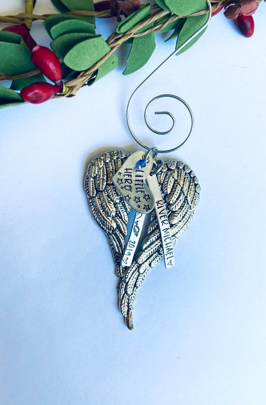 Little Hero • Angel wing donor ornament • Donor baby • Mommy of an Angel • loss of a loved one • christmas in heaven • memorial ornament