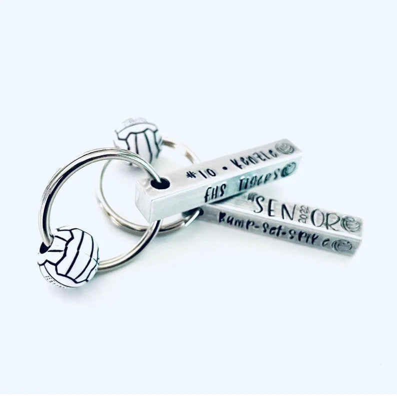Personalized volleyball senior 2023 key chain volleyball gift hand stamped metal key ring high school senior gift personalized Senior gift