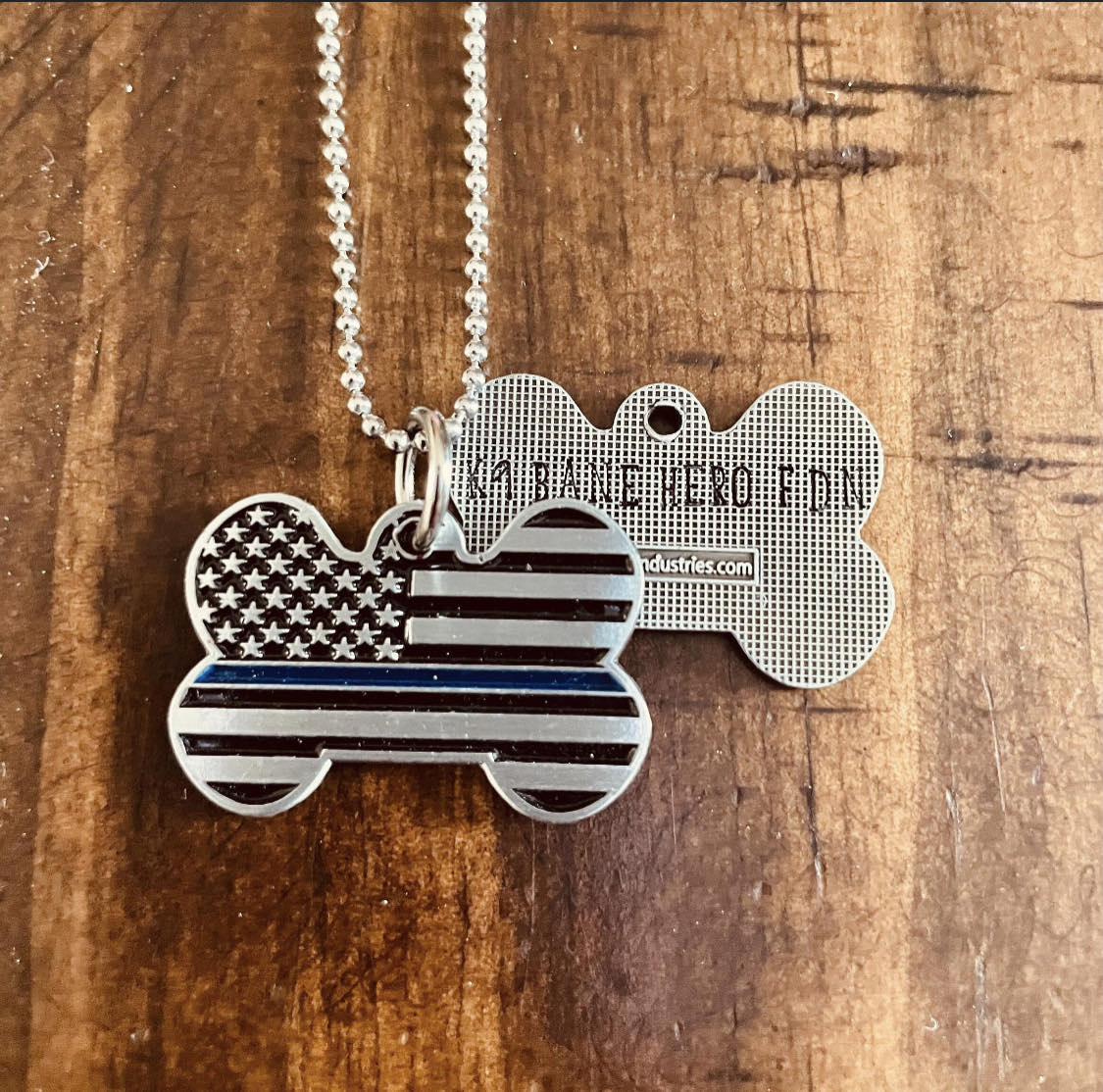 K9 Bane Bone Flag Necklace