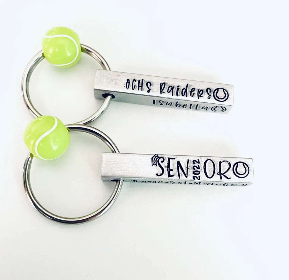 Personalized Senior key chain senior 2023 tennis gift hand stamped metal key chain high school senior gift personalized tennis Senior gift