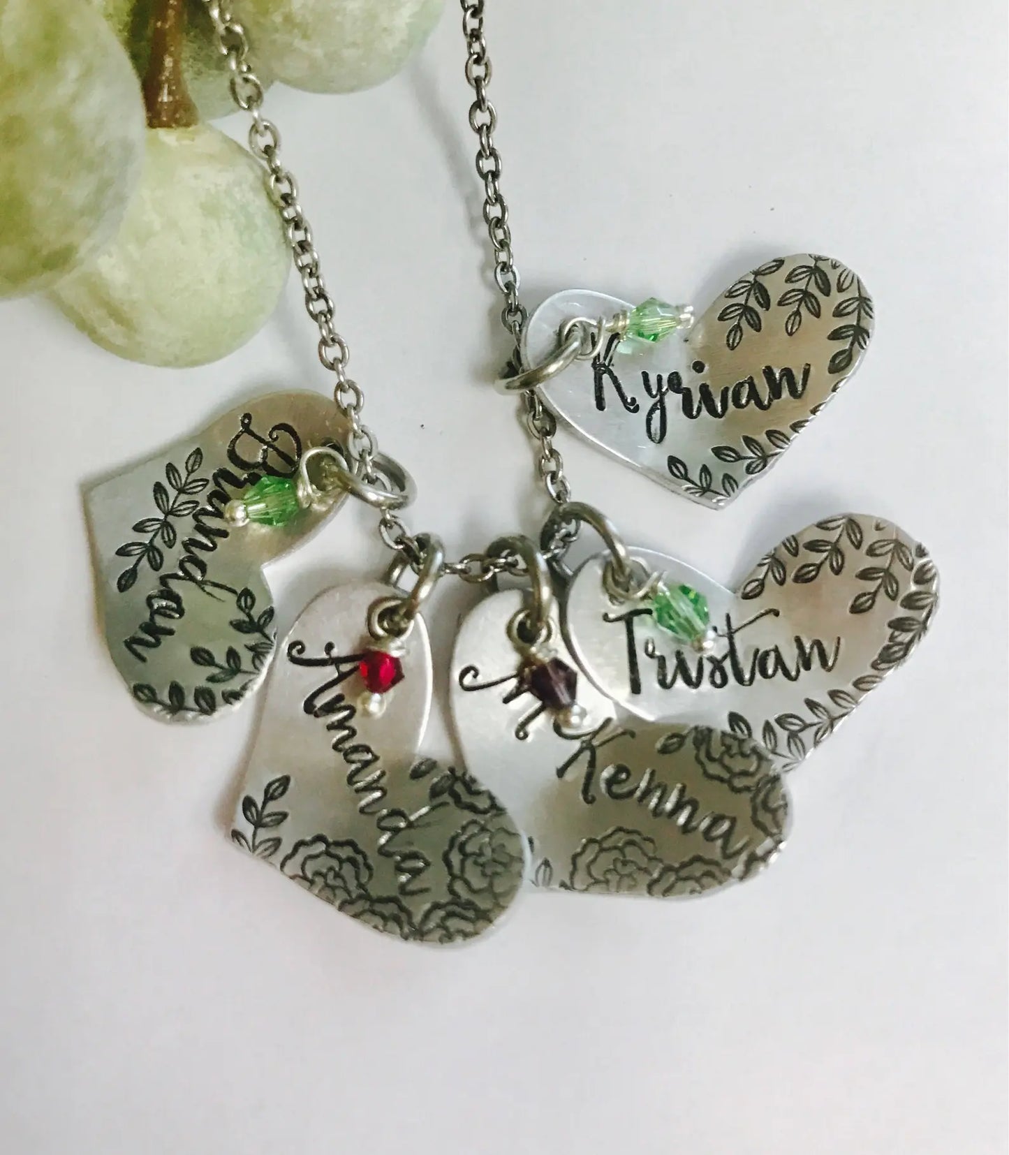 Personalized mom necklace children’s names hand stamped personalized kids names with birthstones new mom gift push present mother’s pendant