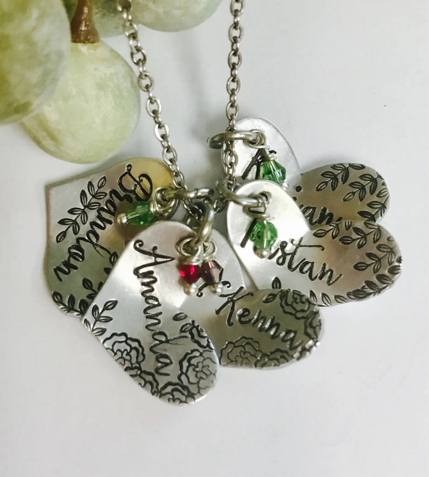 Personalized mom necklace children’s names hand stamped personalized kids names with birthstones new mom gift push present mother’s pendant