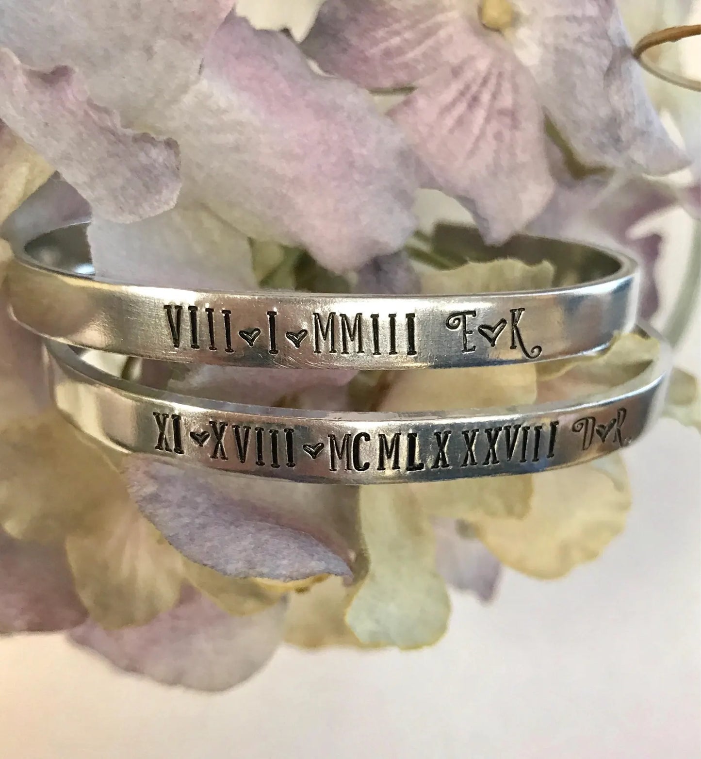 Cuff bracelet Birth date special date wedding date anniversary engagement gift Roman Numerals bridesmaid gift birth dates kids names