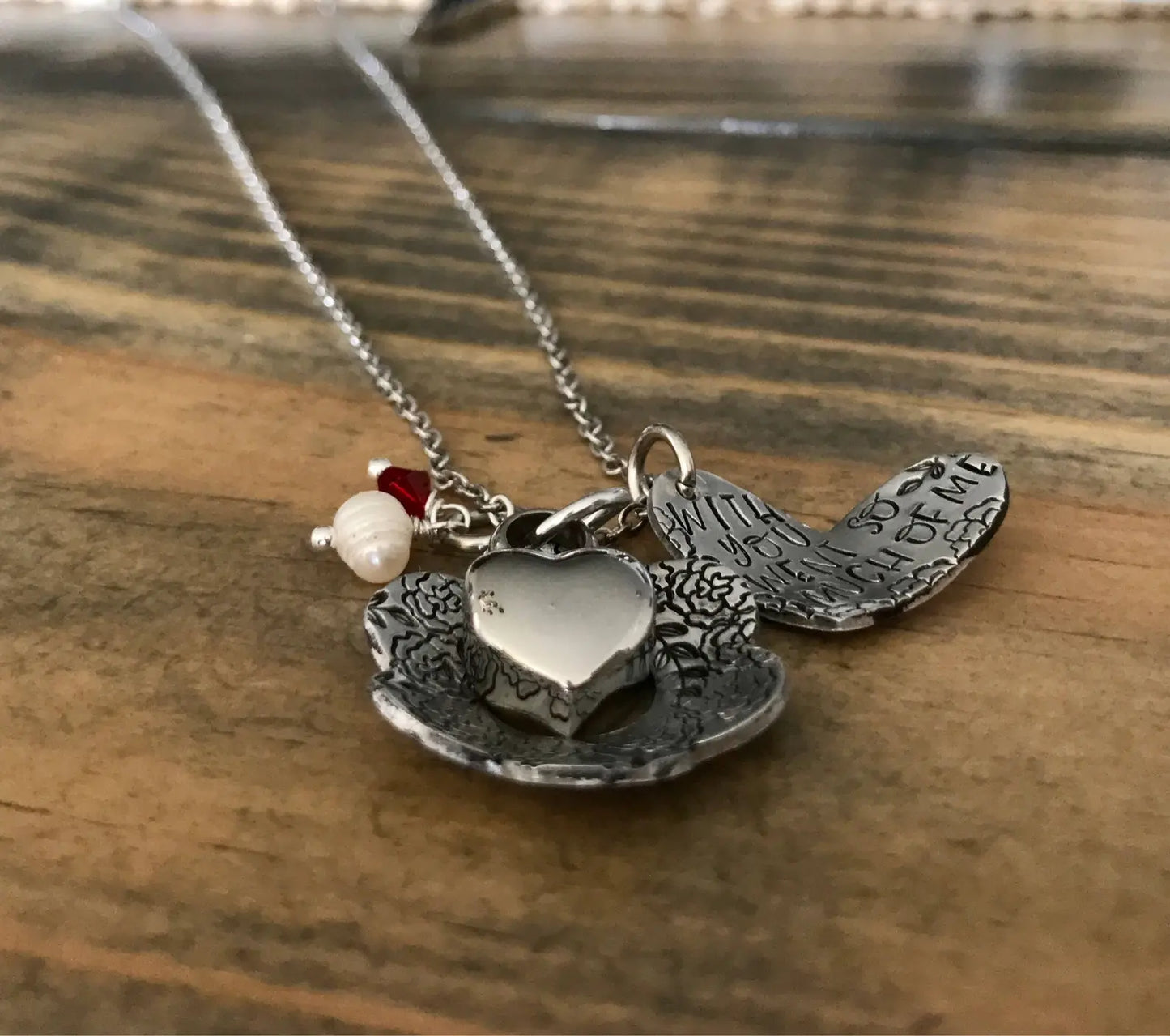 Cremation urn pendant • Heart urn • ashes necklace • miscarriage • urn • memorial jewerly • hand stamped • cremation jewelry • angel baby •