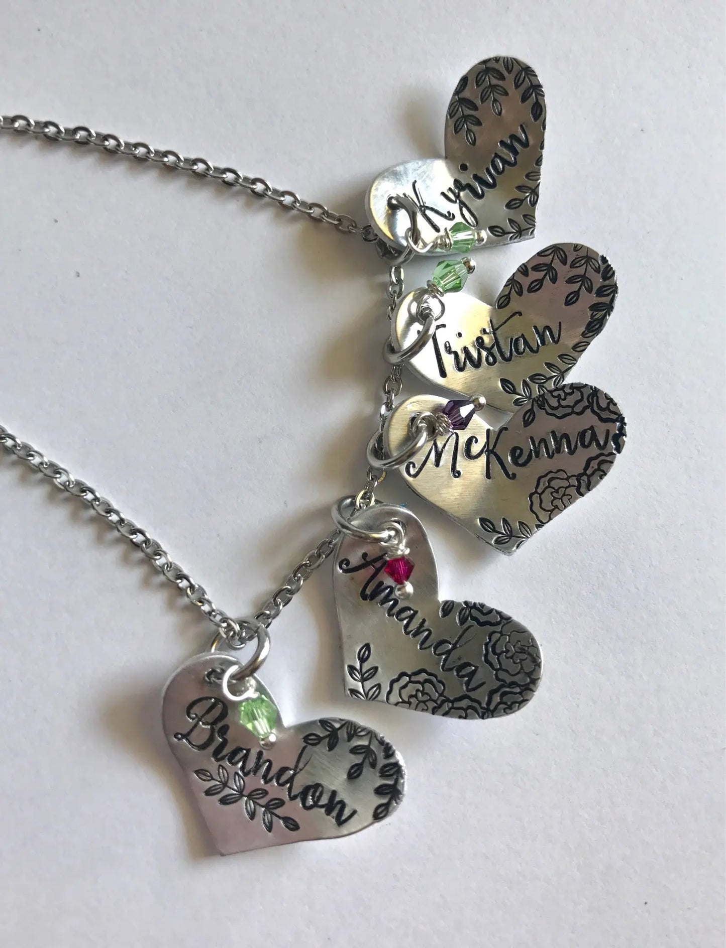 Personalized mom necklace children’s names hand stamped personalized kids names with birthstones new mom gift push present mother’s pendant