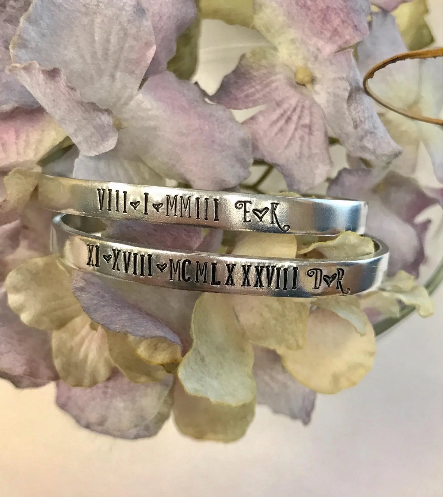 Cuff bracelet Birth date special date wedding date anniversary engagement gift Roman Numerals bridesmaid gift birth dates kids names