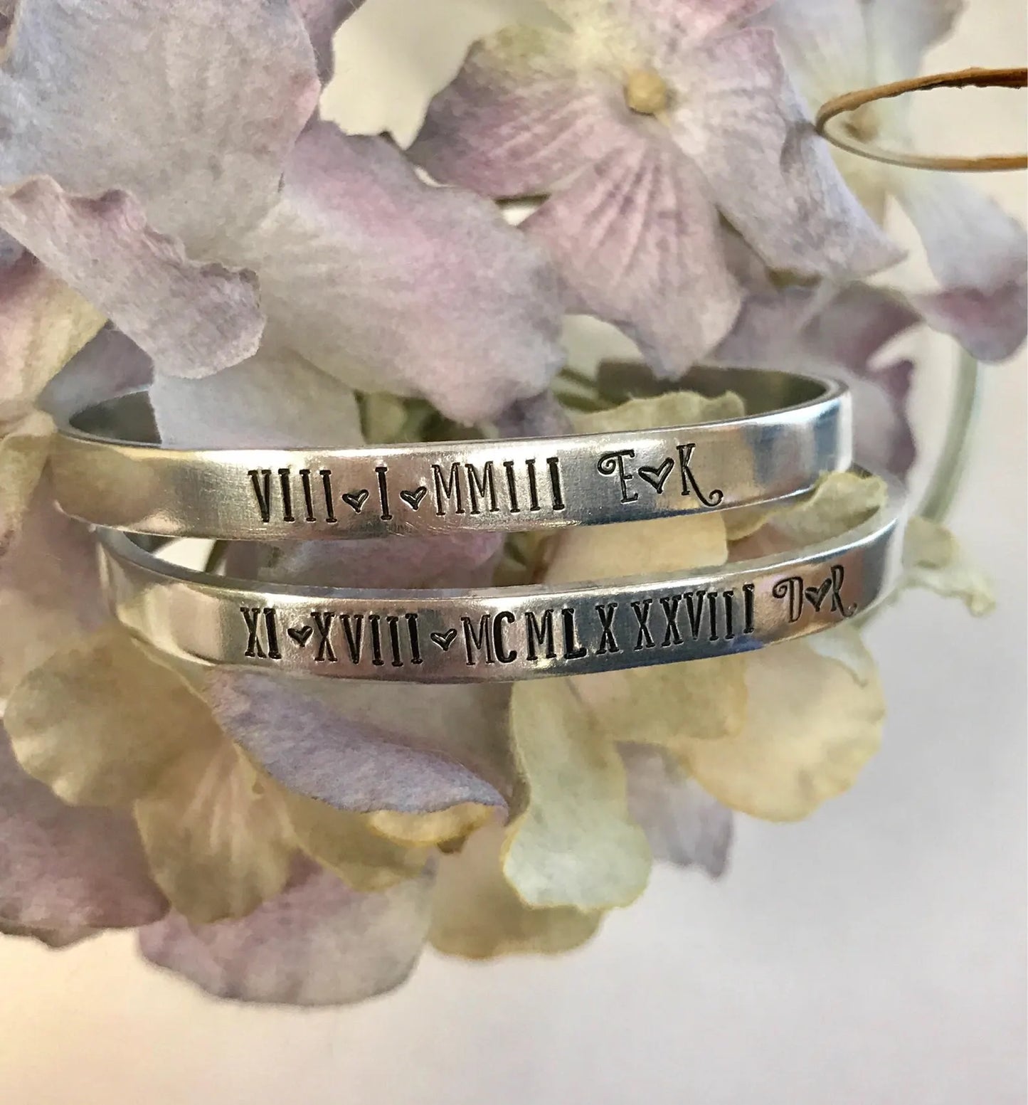 Cuff bracelet Birth date special date wedding date anniversary engagement gift Roman Numerals bridesmaid gift birth dates kids names