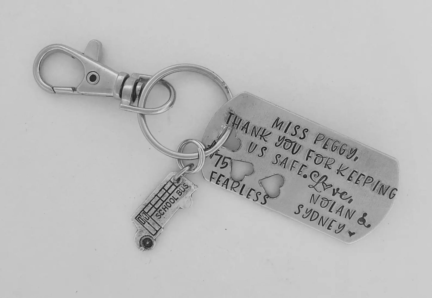 School bus driver gift • bus driver key ring • school bus driver key chain • hand stamped bus key ring • bus driver end of school gift