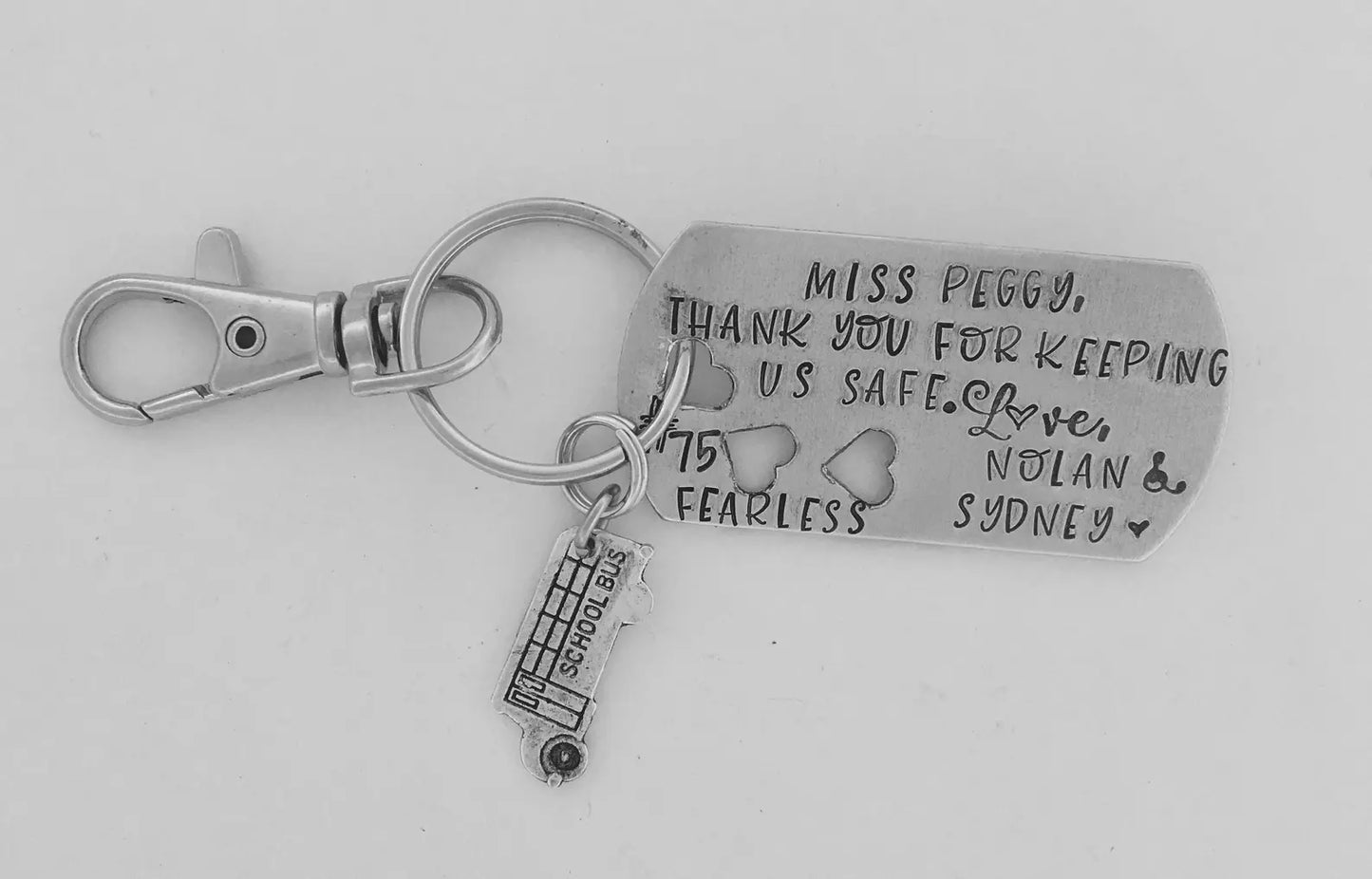 School bus driver gift • bus driver key ring • school bus driver key chain • hand stamped bus key ring • bus driver end of school gift