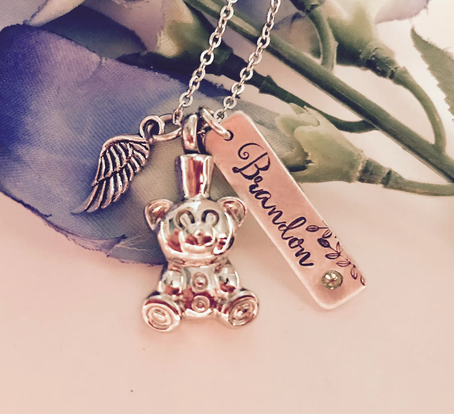 Teddy bear urn necklace • Ashes necklace cremation memorial jewelry for child urn, Teddy Urn • urn for baby angel baby urn