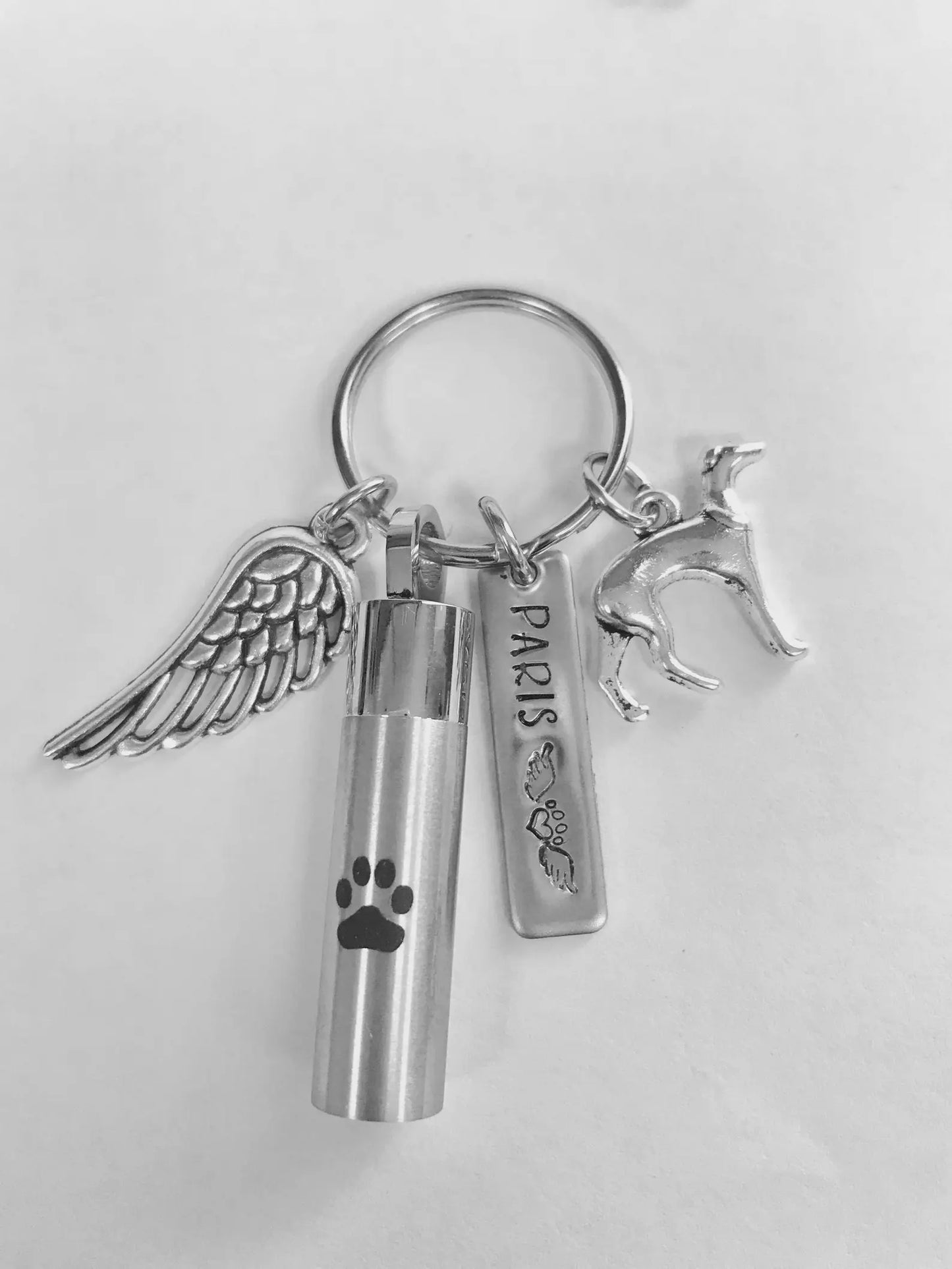 Grey hound cremation urn key chain greyhound memorial key ring pet ashes key ring for dog ashes vial for ashes loss of a hound cremation