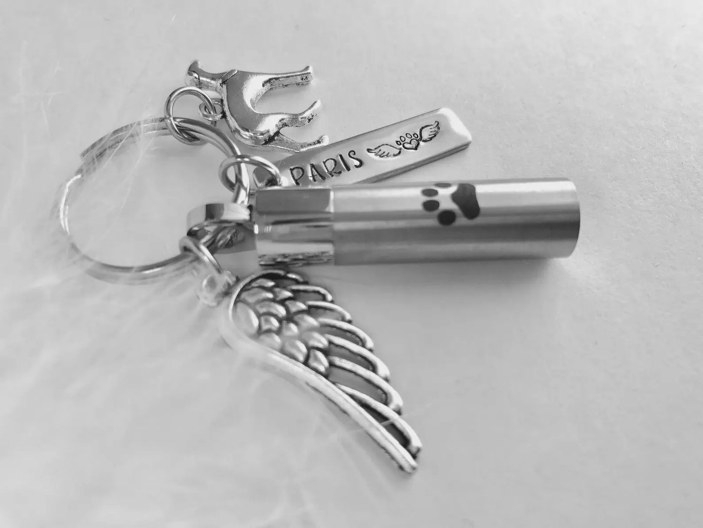 Grey hound cremation urn key chain greyhound memorial key ring pet ashes key ring for dog ashes vial for ashes loss of a hound cremation