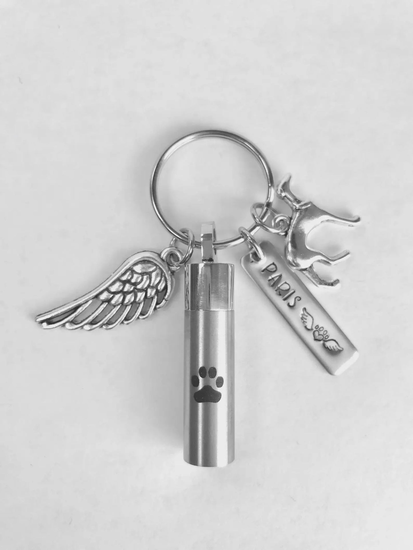 Grey hound cremation urn key chain greyhound memorial key ring pet ashes key ring for dog ashes vial for ashes loss of a hound cremation