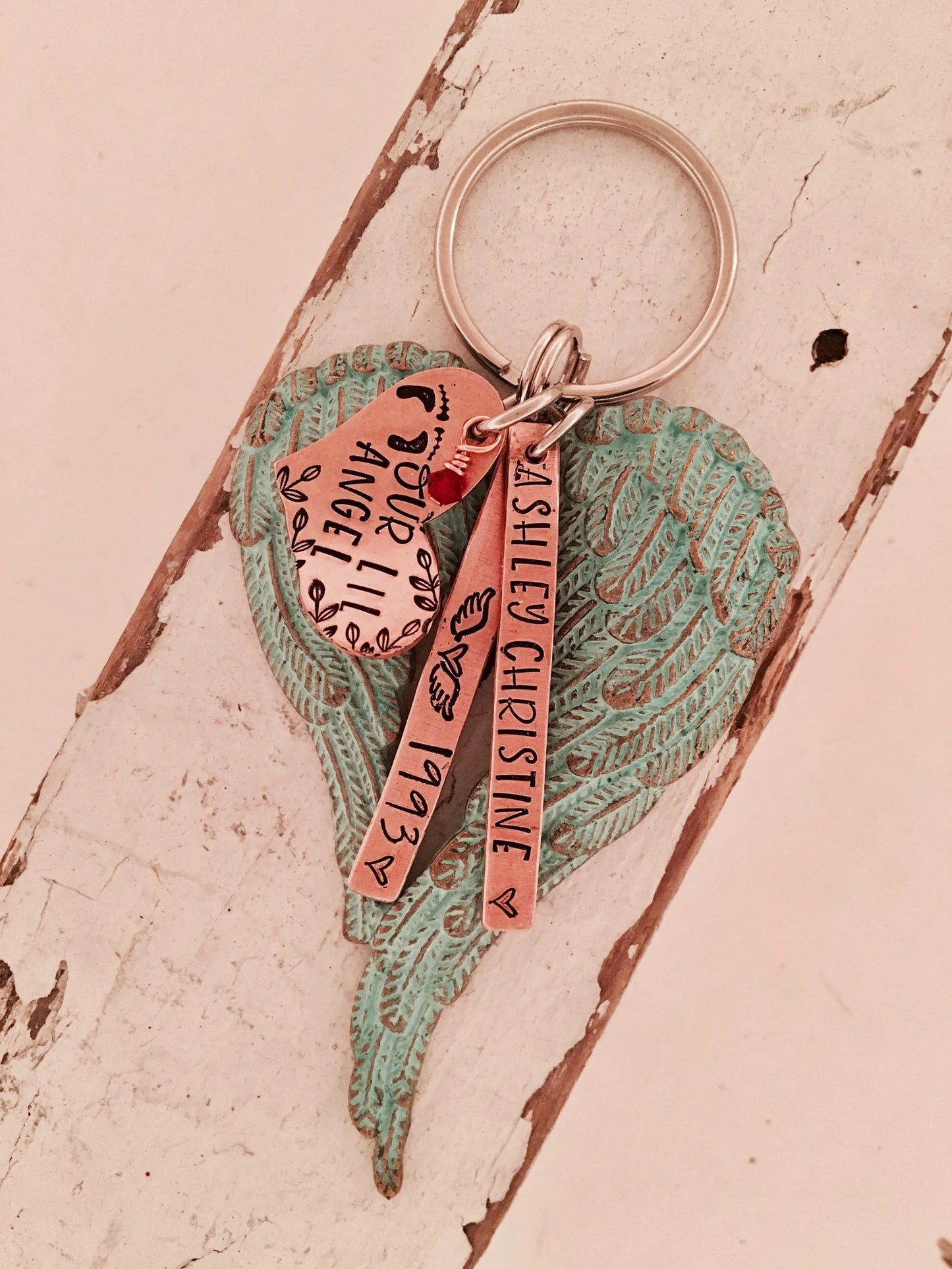 Born into Heaven Angel wing memorial key chain infant loss gift Mommy of an Angel Daddy of an Angel pet memorial key chain