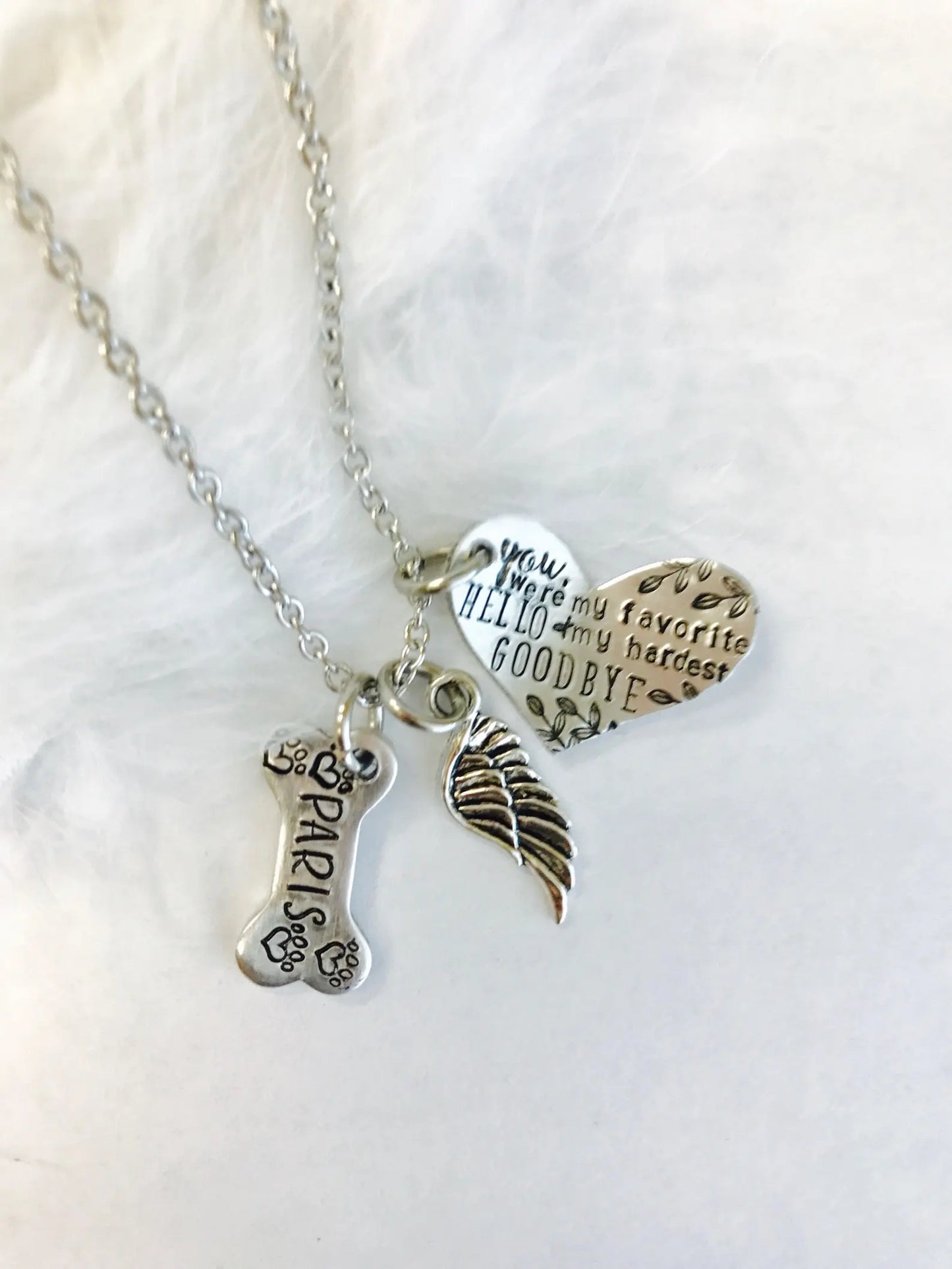 Fur baby memorial necklace loss of a beloved pet furbaby grief mourning pet memorial necklace in memory of pet necklace name necklace pet