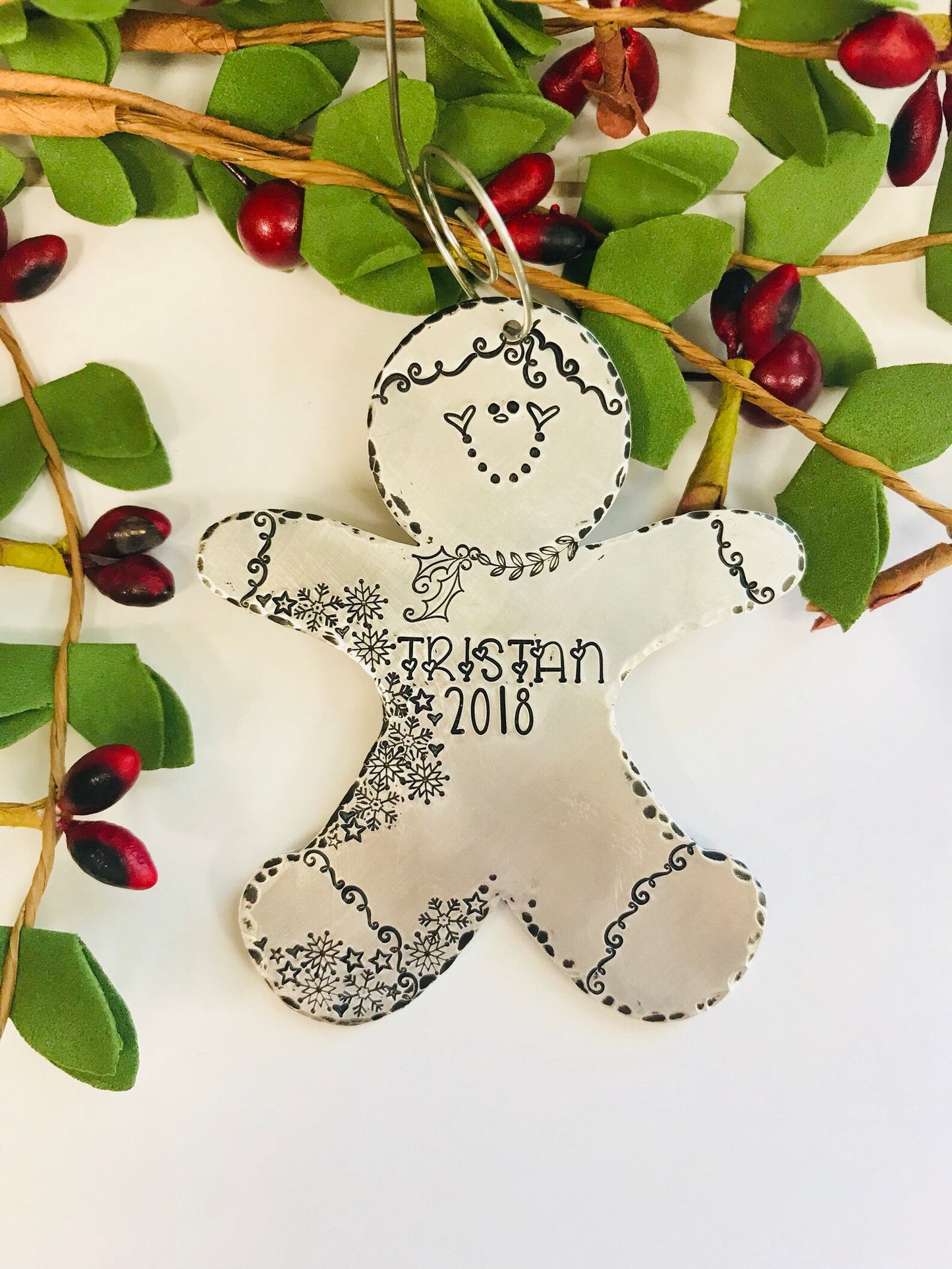 Gingerbread hand stamped personalized ornament Christmas 2021 ornament gingerbread boy gingerbread girl teacher ornament handmade ornaments