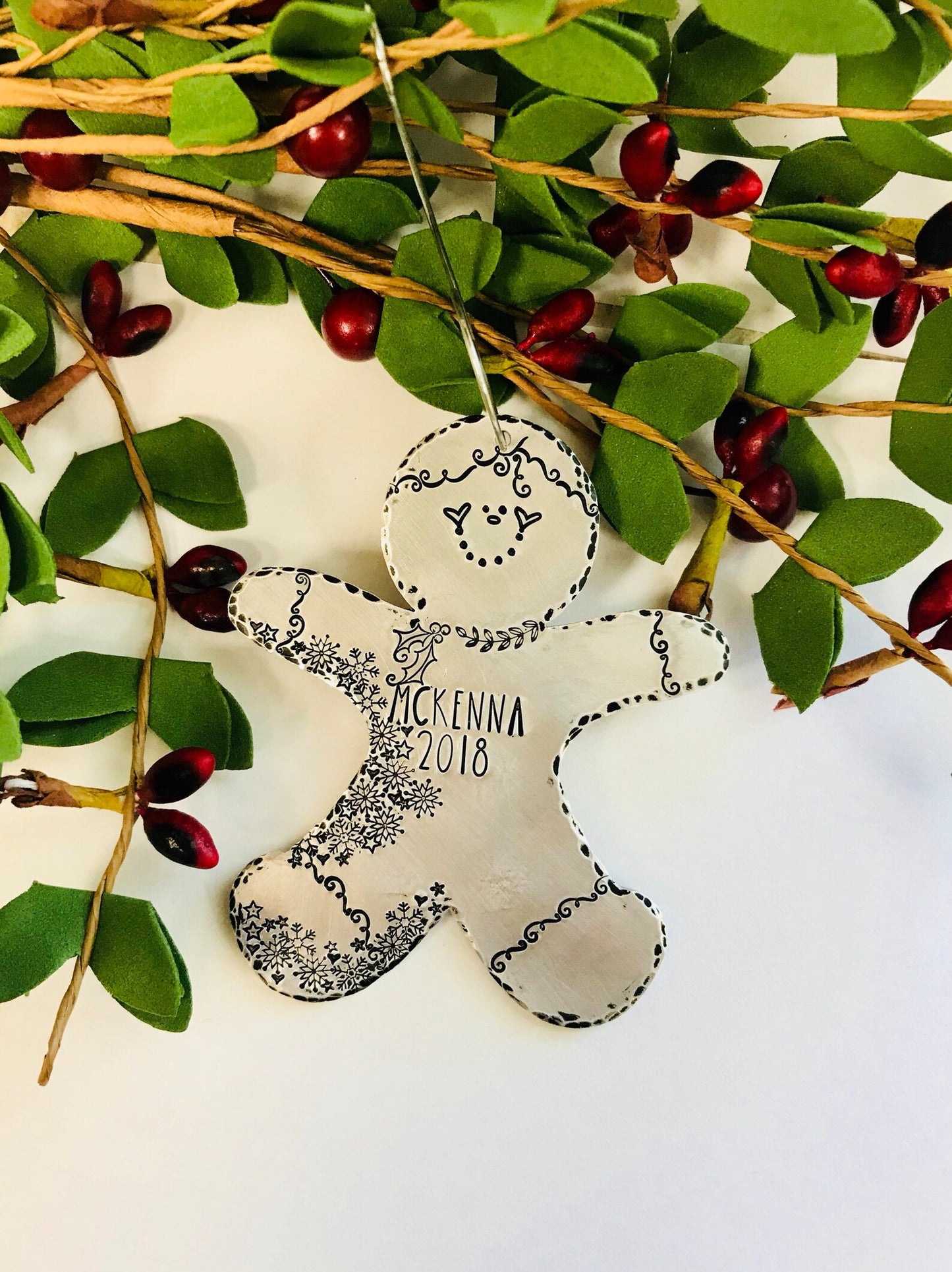 Gingerbread hand stamped personalized ornament Christmas 2021 ornament gingerbread boy gingerbread girl teacher ornament handmade ornaments