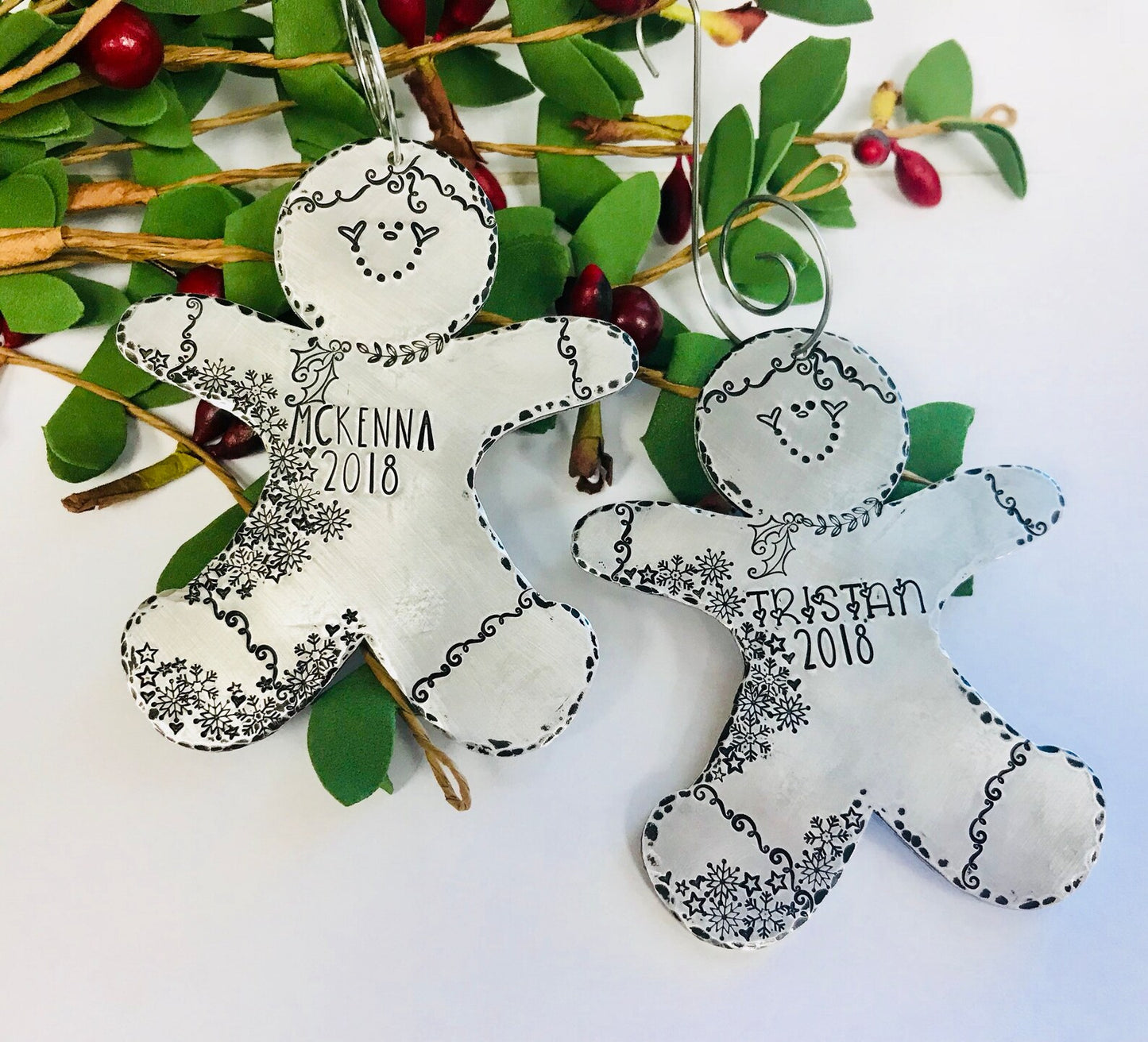 Gingerbread hand stamped personalized ornament Christmas 2021 ornament gingerbread boy gingerbread girl teacher ornament handmade ornaments