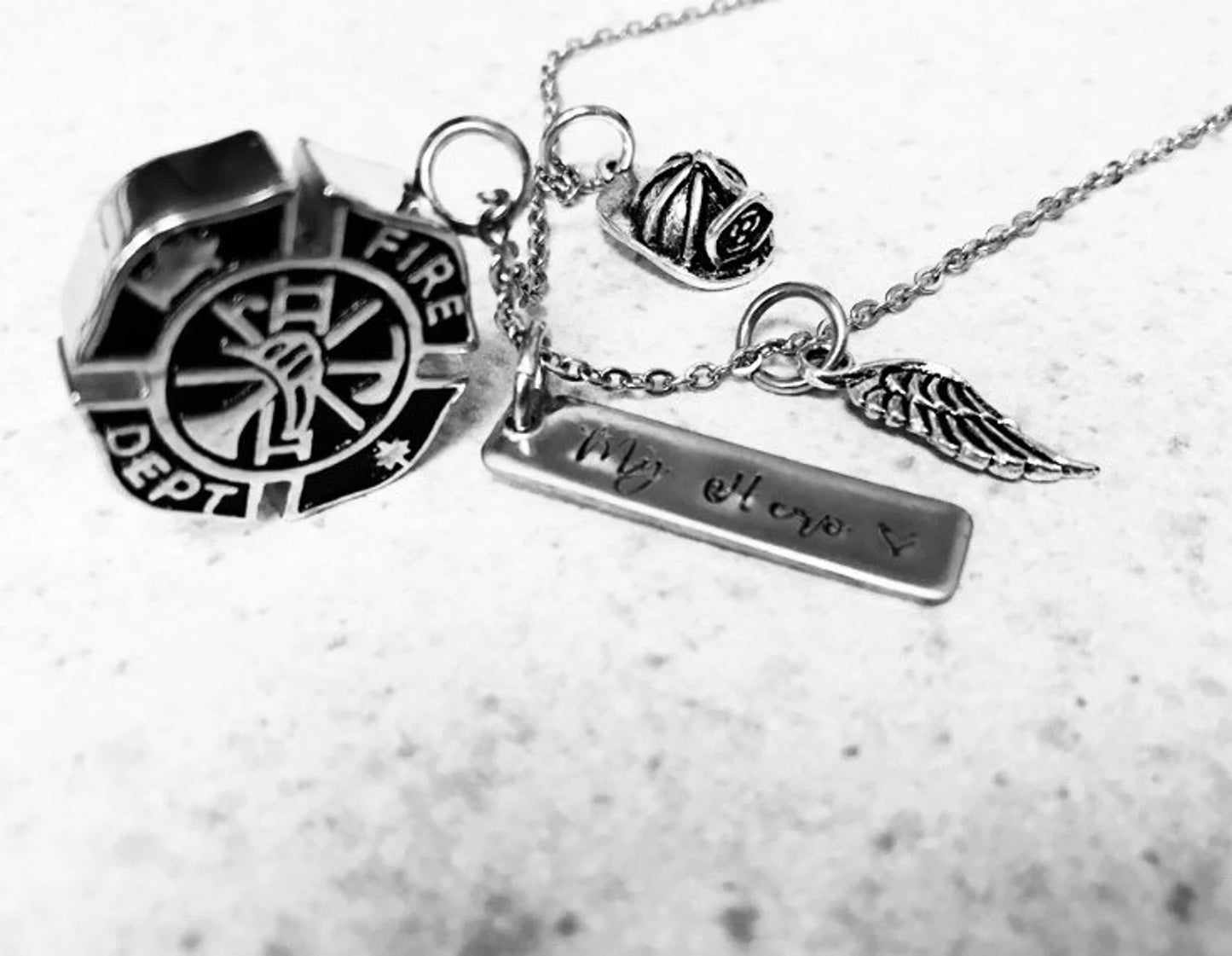 Fallen firefighter Fireman urn pendant firemen memorial necklace fireman ashes necklace Fallen Hero hand stamped urn Maltese cross