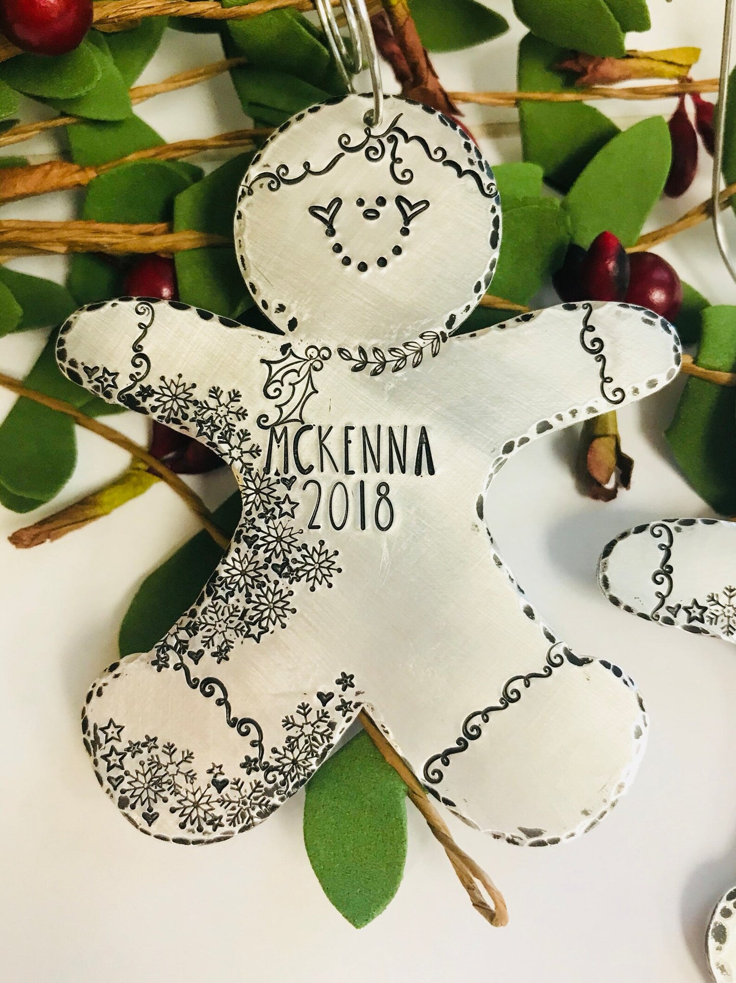 Gingerbread hand stamped personalized ornament Christmas 2021 ornament gingerbread boy gingerbread girl teacher ornament handmade ornaments