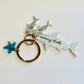 Daddy shark doo doo doo baby shark key ring keychain daddy shark mommy shark hand stamped sharks personalized shark key ring