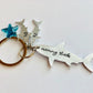 Daddy shark doo doo doo baby shark key ring keychain daddy shark mommy shark hand stamped sharks personalized shark key ring