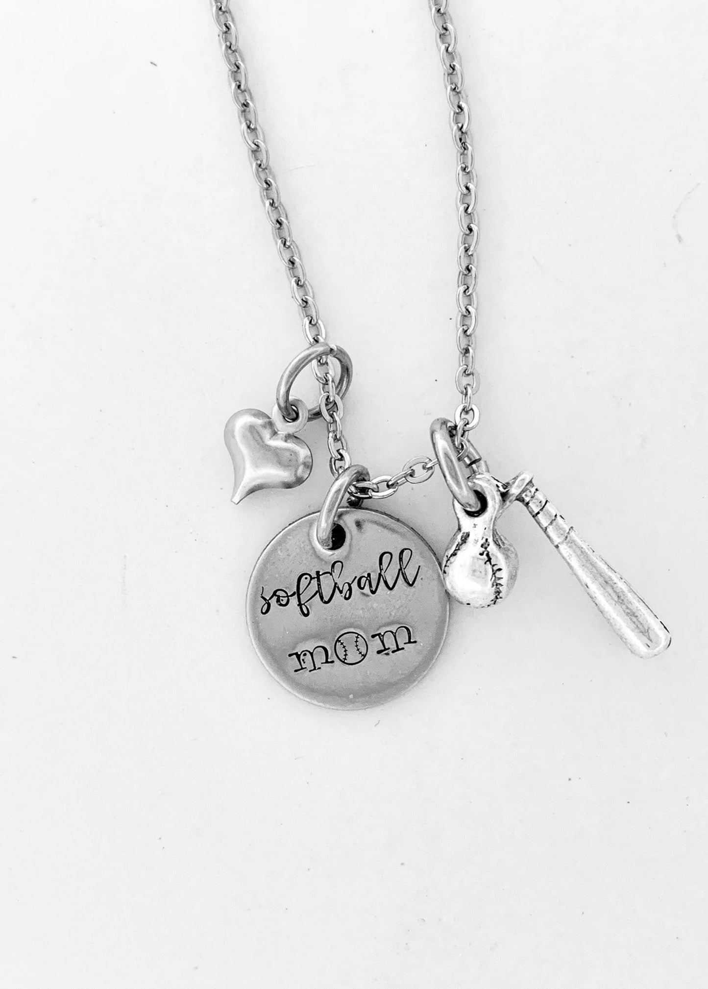 Softball mom necklace baseball mom hand stamped sports jewelry t ball mom little League baseball mom necklace