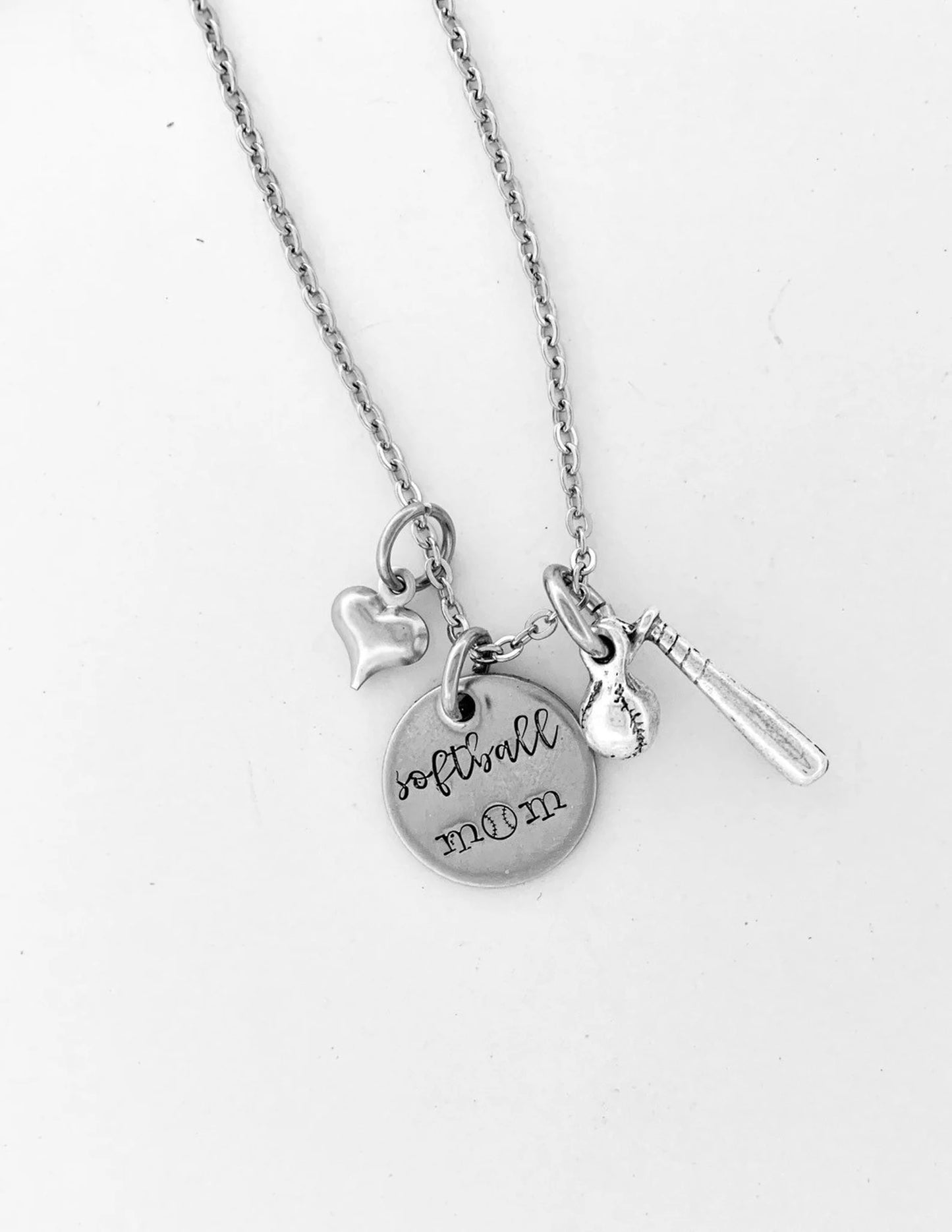 Softball mom necklace baseball mom hand stamped sports jewelry t ball mom little League baseball mom necklace