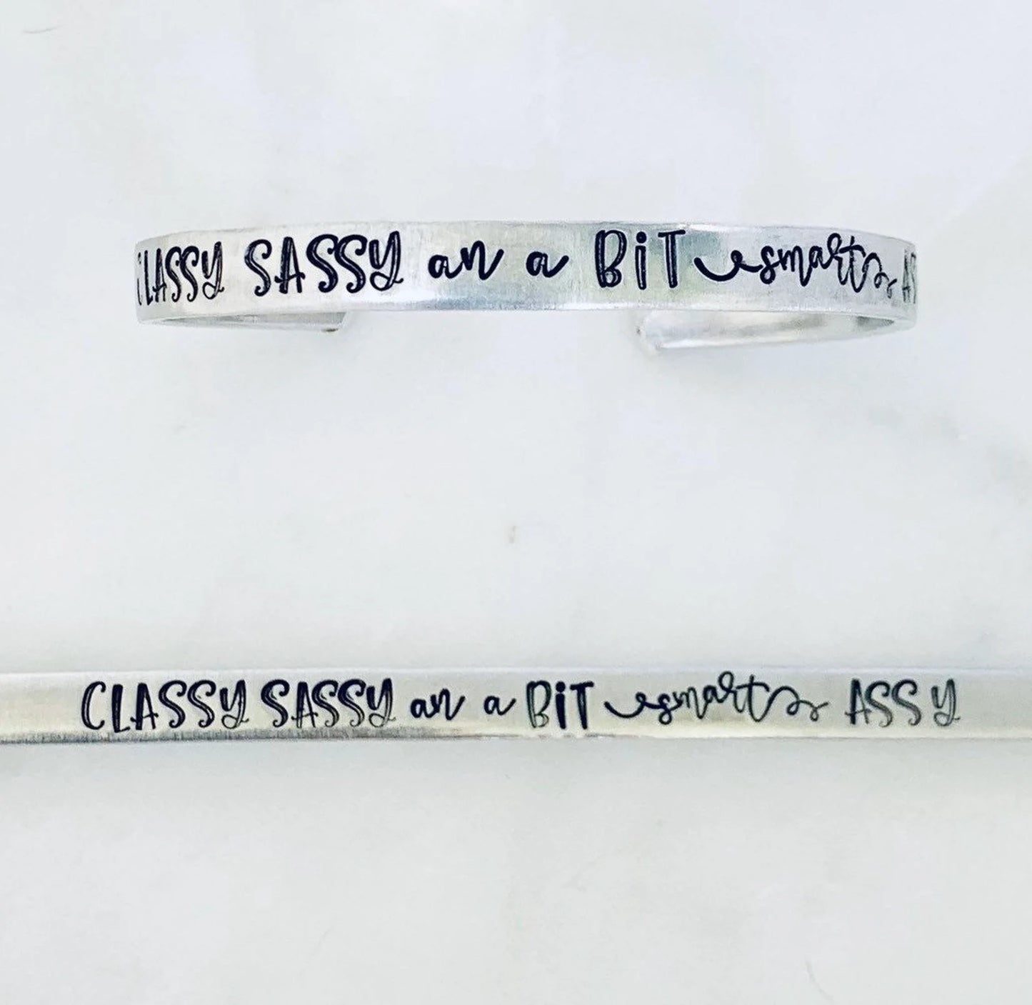 Classy sassy an a bit smart assy hand stamped bracelet bachelorette party best friend sister to sister fun gift birthday bracelet gag gift