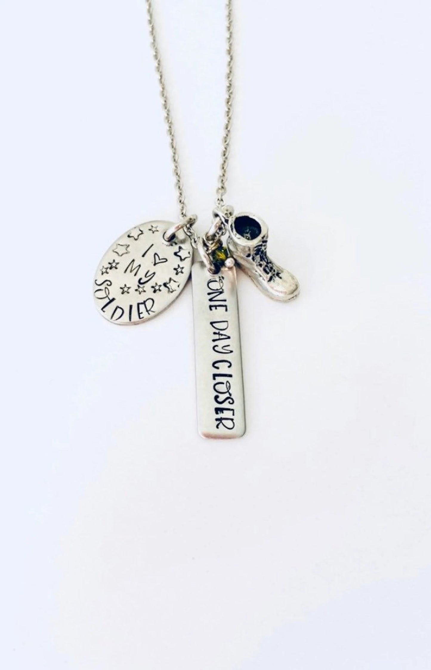 Military deployment gift for wife one day closer necklace girlfriend of deployed soldier military combat Boots Handstamped military necklace