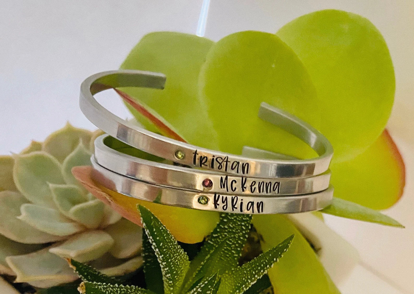 Personalized cuff bracelet kids names birthstone bracelets hand stamped skinny stacking bracelets hand stamped customized name bracelets