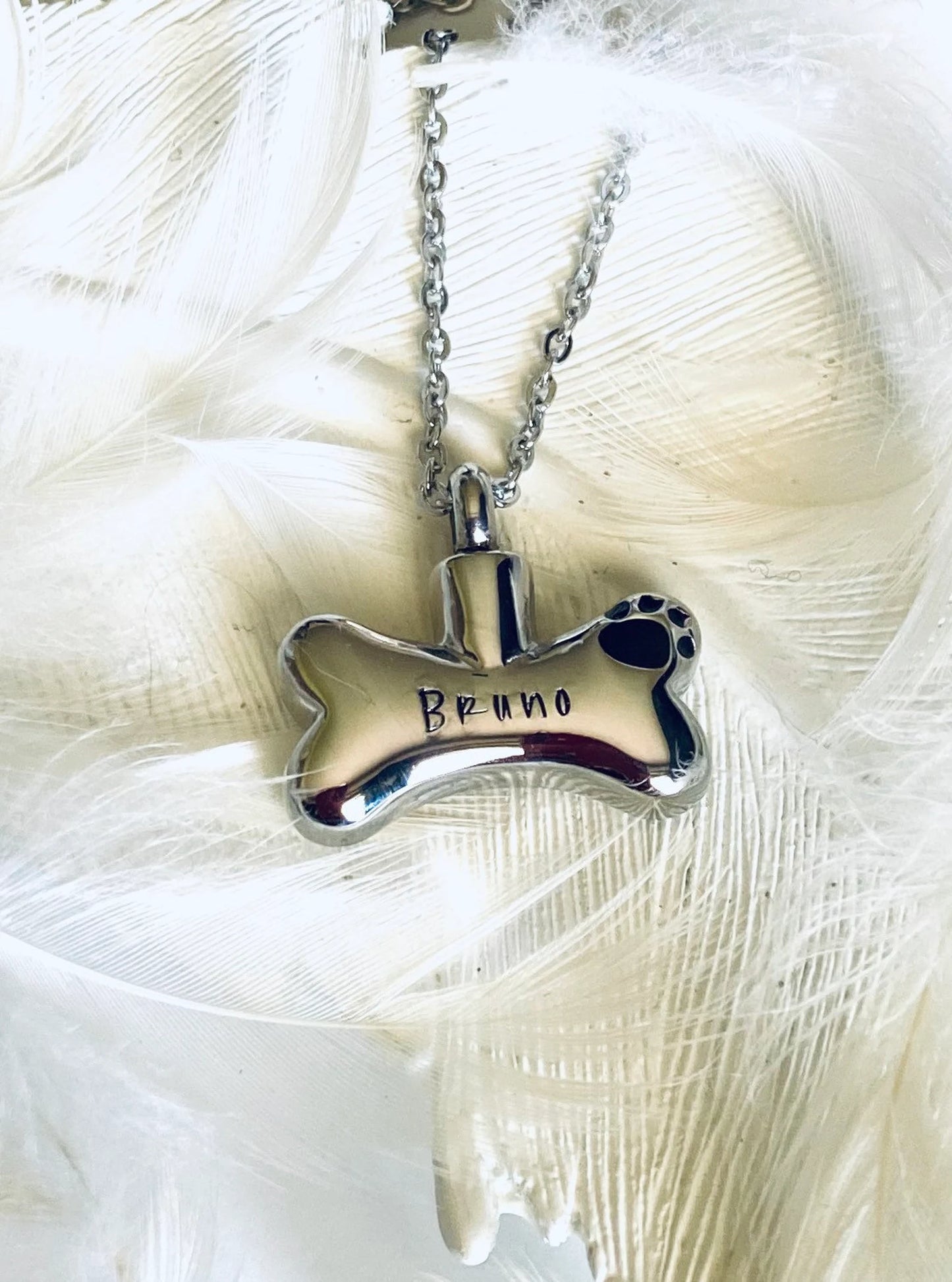 Cremation dog memorial urn, personalized dog bone urn dog urn, ashes necklace, loss of a pet hand stamped cremation, loss of a fur baby urn