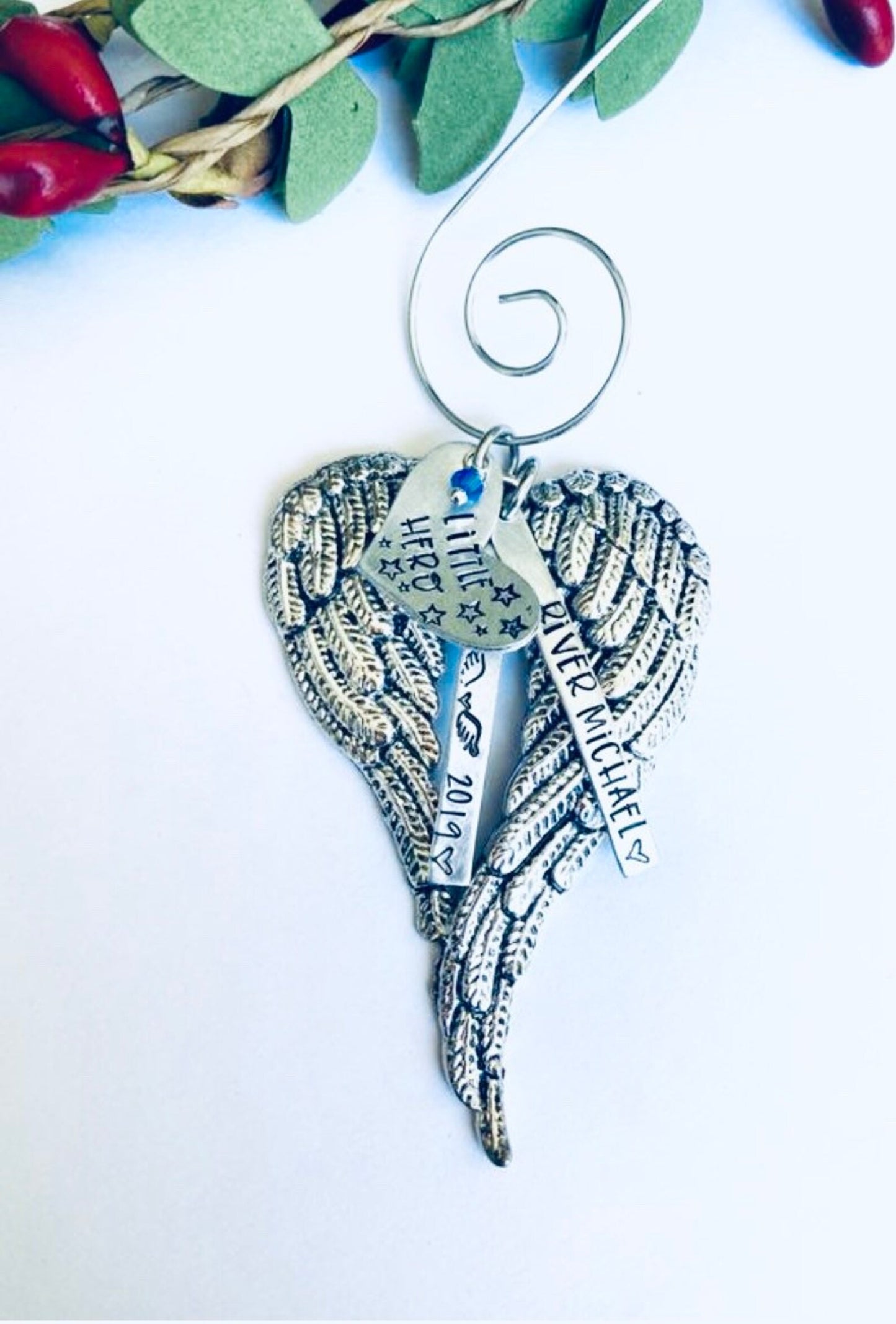 Little Hero • Angel wing donor ornament • Donor baby • Mommy of an Angel • loss of a loved one • christmas in heaven • memorial ornament