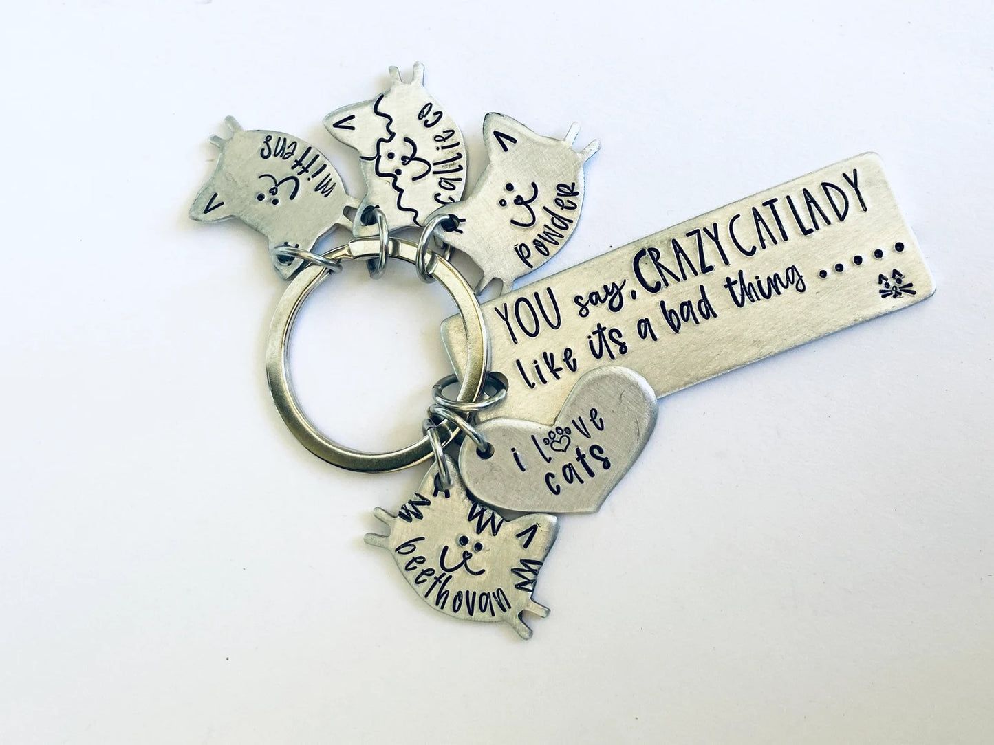 Cat lady key chain I love cats too many cats best cat mama crazy cat momma key ring