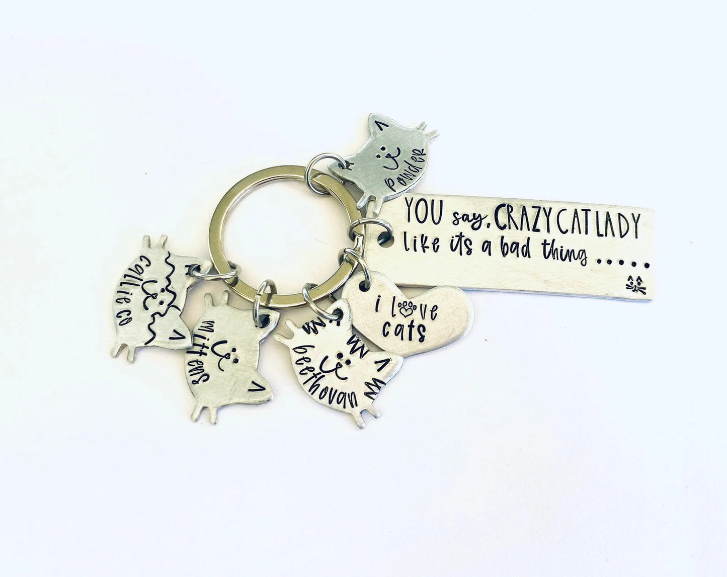 Cat lady key chain I love cats too many cats best cat mama crazy cat momma key ring