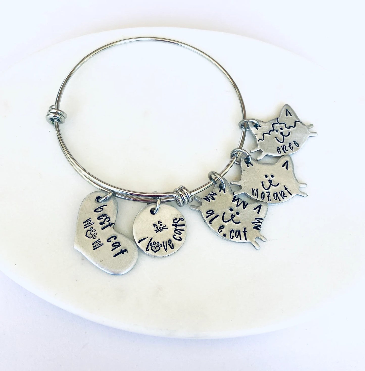 Cat mom bracelet I love cats personalized cat bracelet kittens expandable cat bracelet cat jewelry new cat mom new kitten mom cat dad