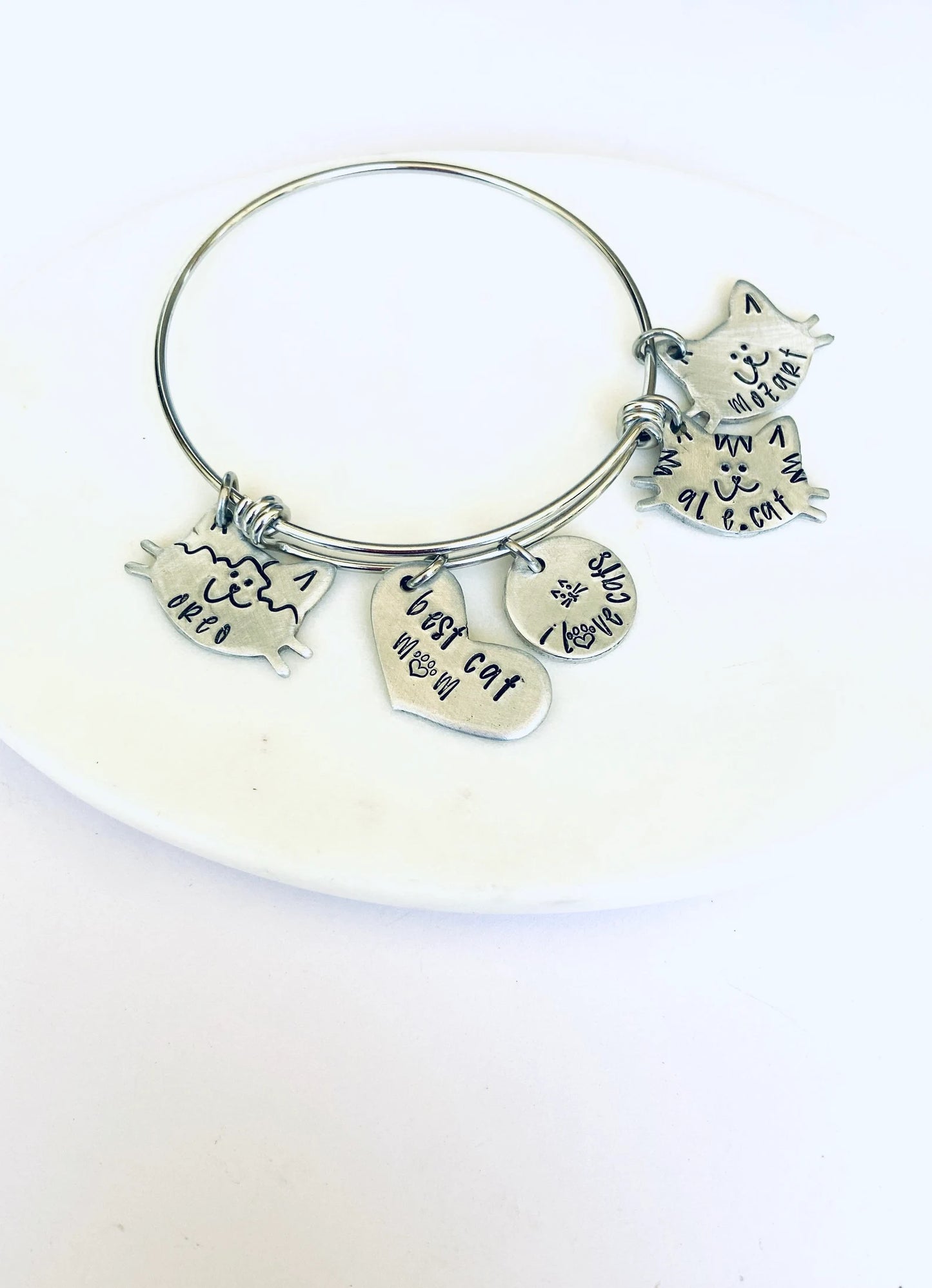 Cat mom bracelet I love cats personalized cat bracelet kittens expandable cat bracelet cat jewelry new cat mom new kitten mom cat dad