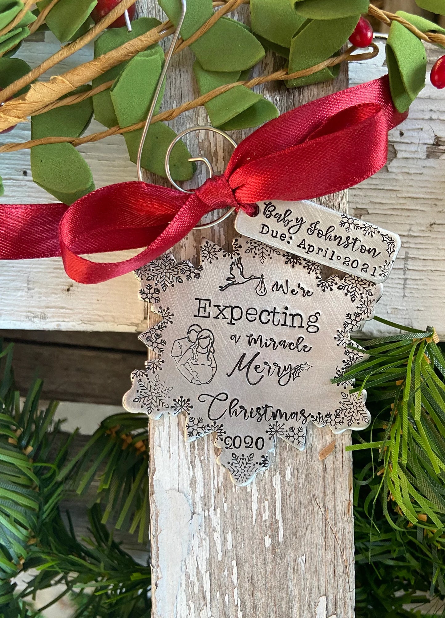 Pregnancy announcement ornament we’re Expecting a miracle We’re pregnant ornament first Christmas together family ornament 2022 ornament