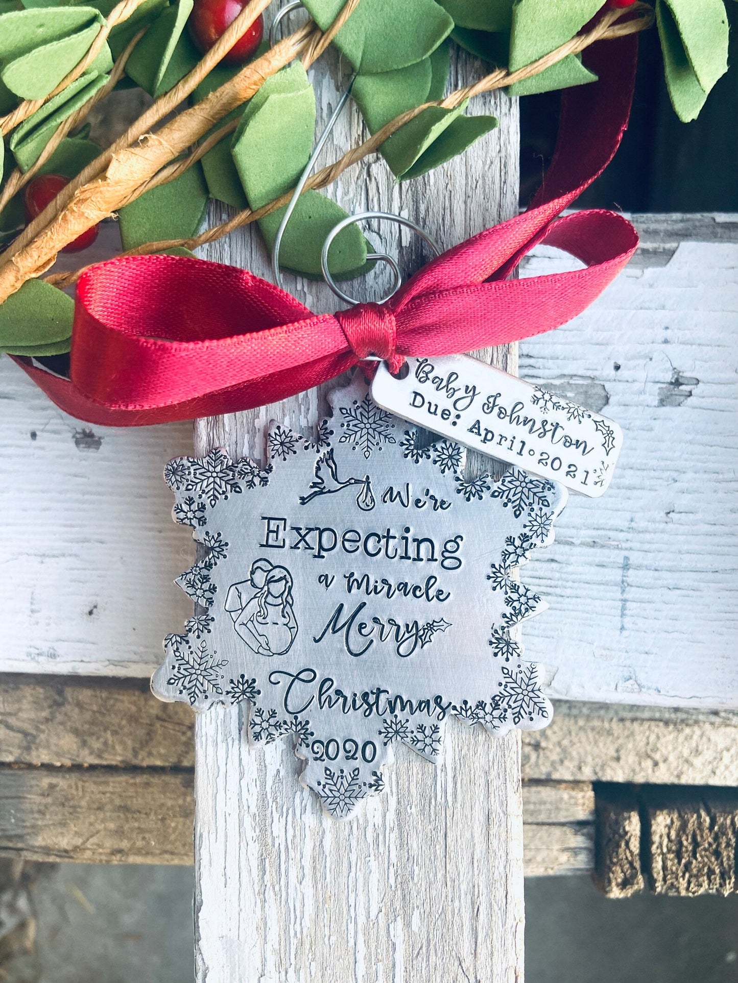 Pregnancy announcement ornament we’re Expecting a miracle We’re pregnant ornament first Christmas together family ornament 2022 ornament