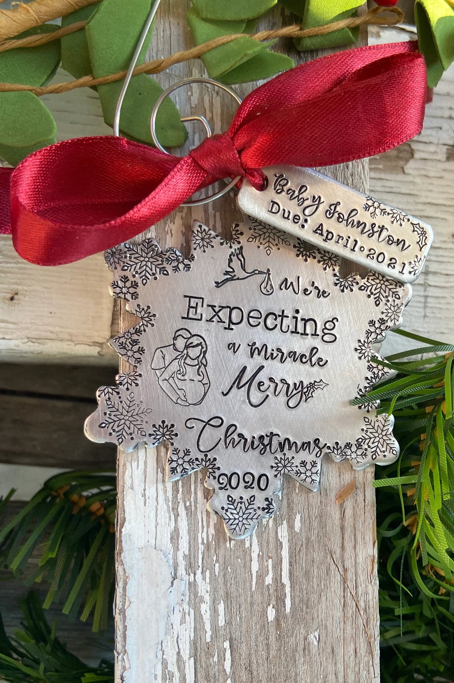 Pregnancy announcement ornament we’re Expecting a miracle We’re pregnant ornament first Christmas together family ornament 2022 ornament