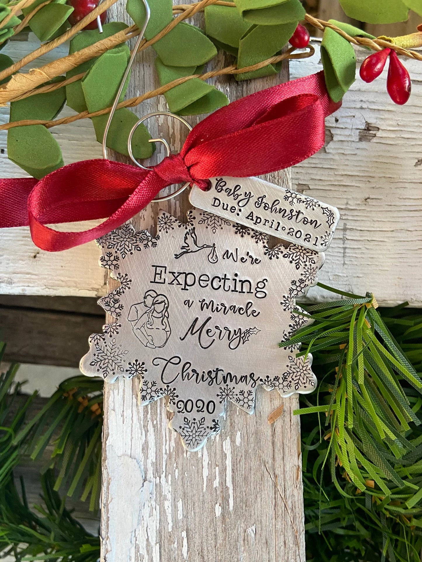 Pregnancy announcement ornament we’re Expecting a miracle We’re pregnant ornament first Christmas together family ornament 2022 ornament