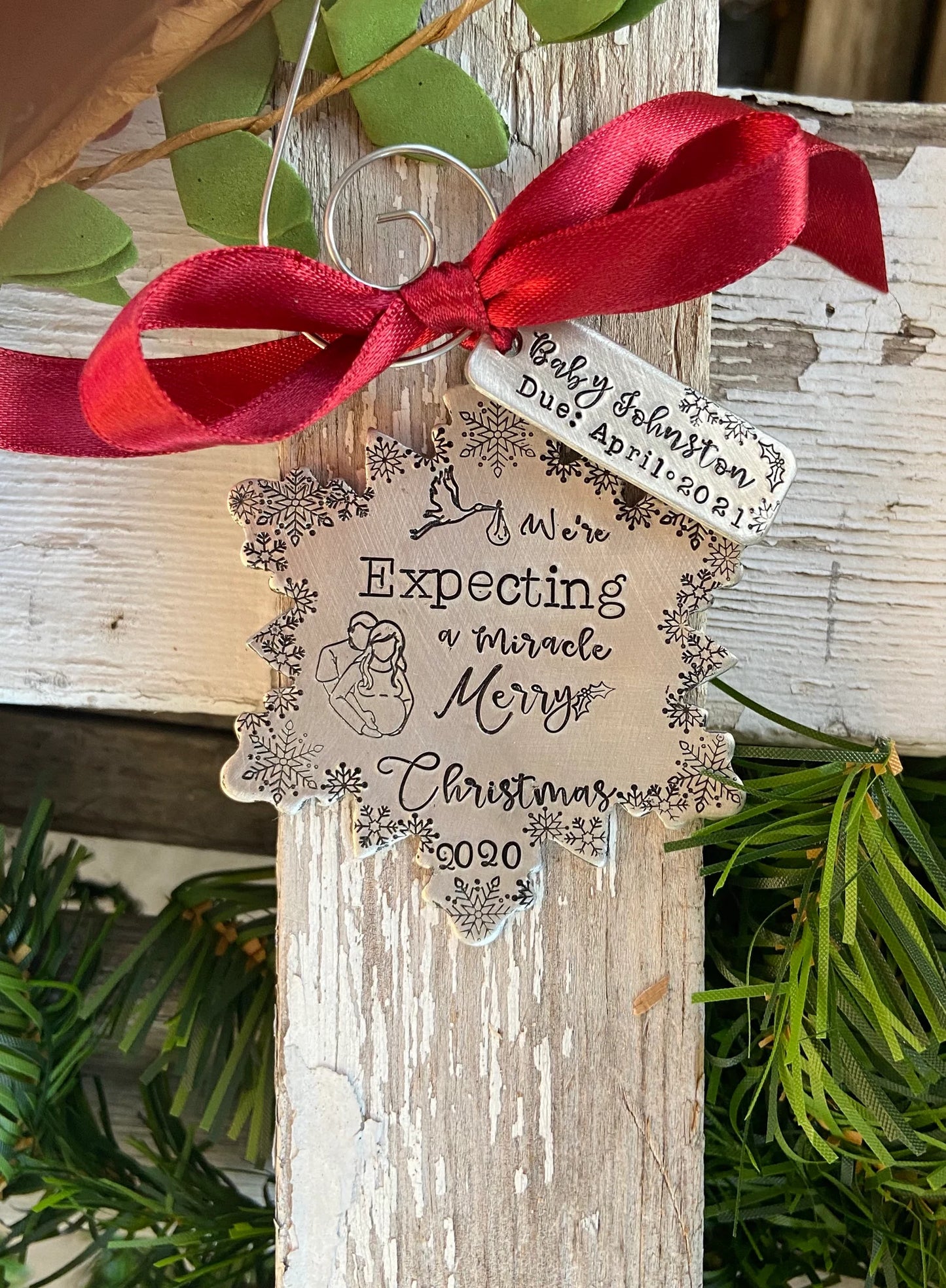 Pregnancy announcement ornament we’re Expecting a miracle We’re pregnant ornament first Christmas together family ornament 2022 ornament