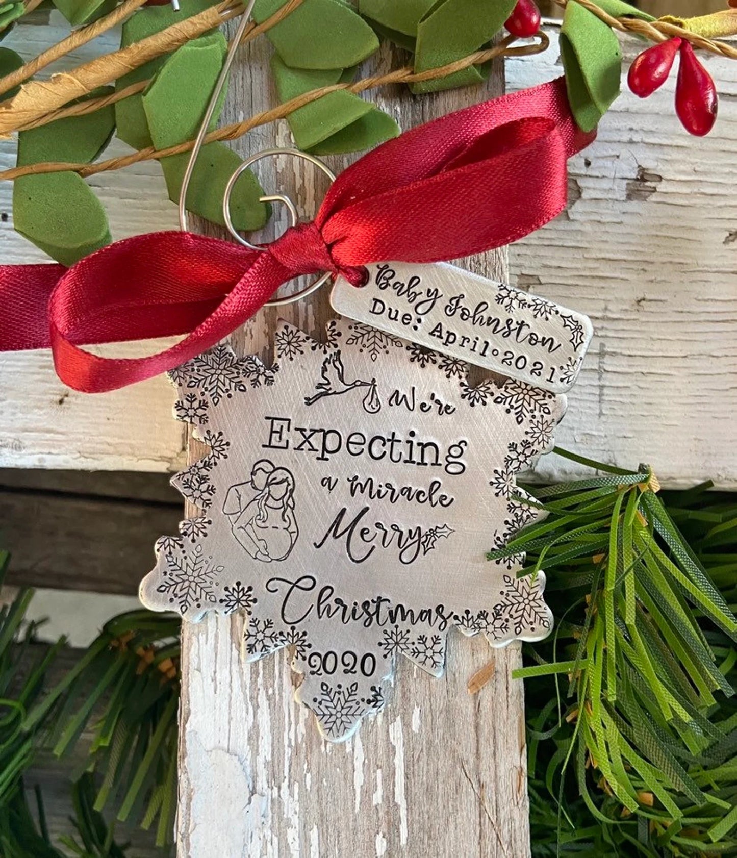 Pregnancy announcement ornament we’re Expecting a miracle We’re pregnant ornament first Christmas together family ornament 2022 ornament