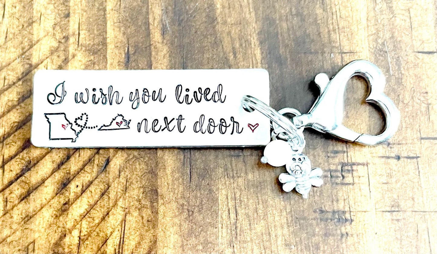 Miss you gift I wish you lived next door key chain Bestie gift long distance friends gift Friends forever long distance relationship