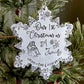 Our first Christmas as a family ornament personalized hand stamped first Christmas together family ornament 2021 snowflake ornament