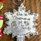 Our first Christmas as a family ornament personalized hand stamped first Christmas together family ornament 2021 snowflake ornament
