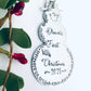 Baby’s first Christmas ornament hand stamped metal snowman Birth announcement Birth stats ornament snowmen new baby 2022 ornament