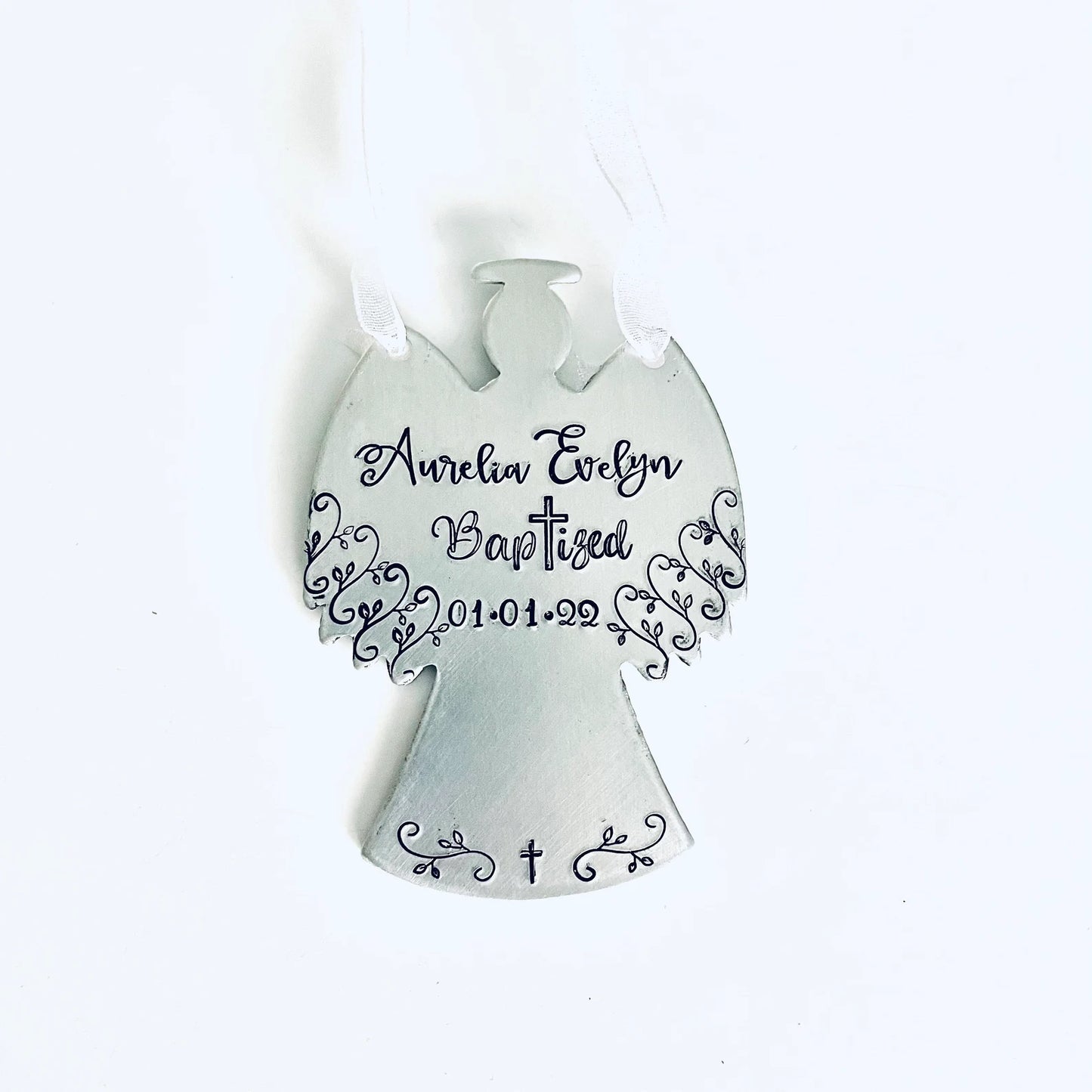 Personalized baptism gift christening gift for godchild custom hand stamped Baptism ornament religious ornament Baptism gift for godchild