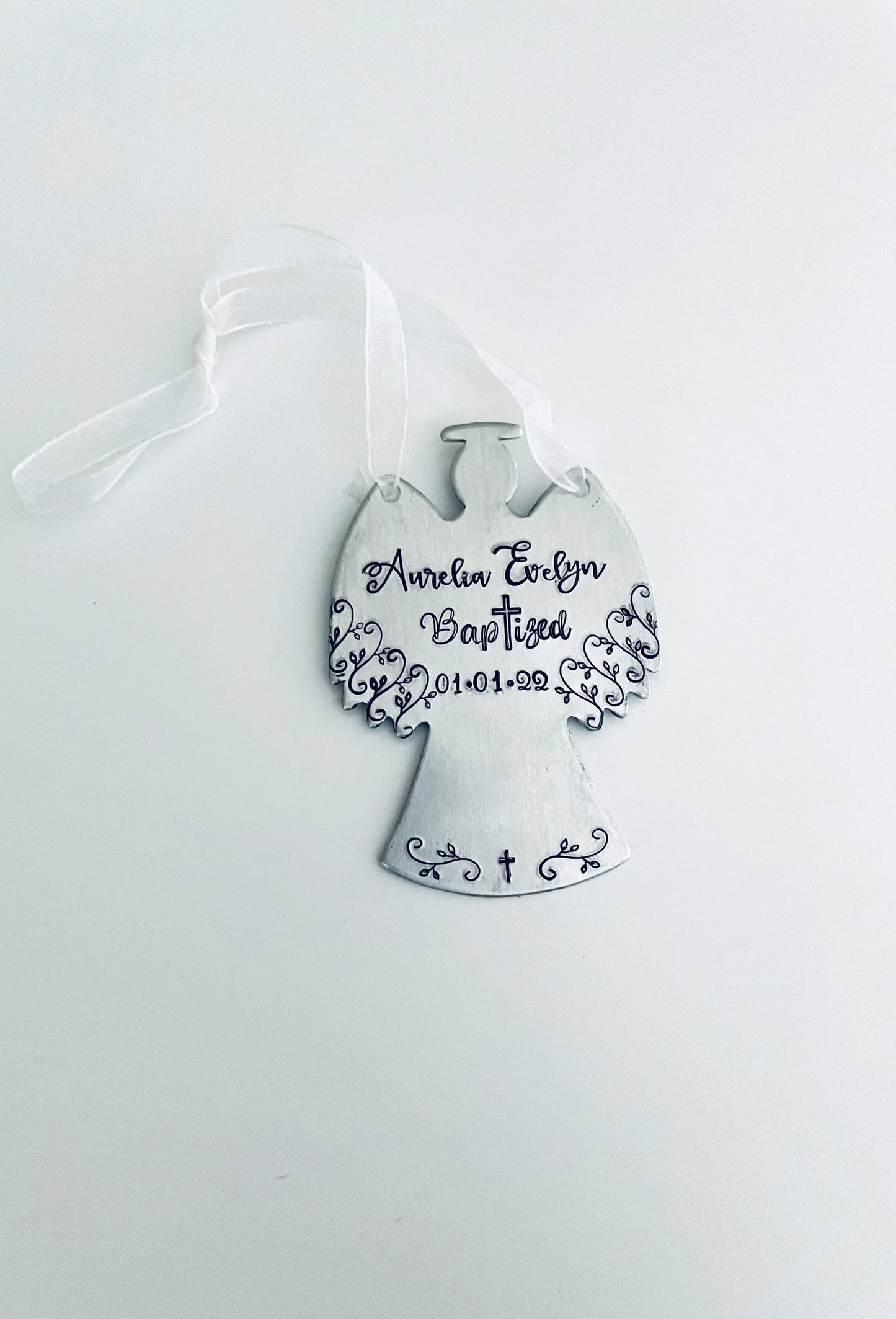 Personalized baptism gift christening gift for godchild custom hand stamped Baptism ornament religious ornament Baptism gift for godchild